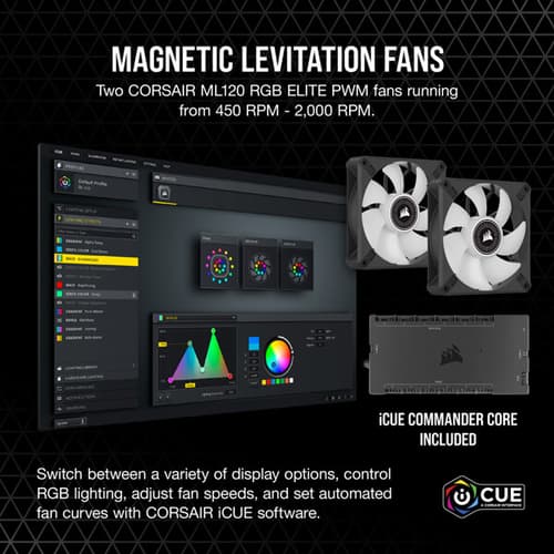 Corsair iCUE H100i Elite LCD Display CPU Liquid Cooler (Black)